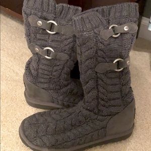 Grey Ugg Sweater Boots with buckle